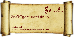 Zséger Adrián névjegykártya